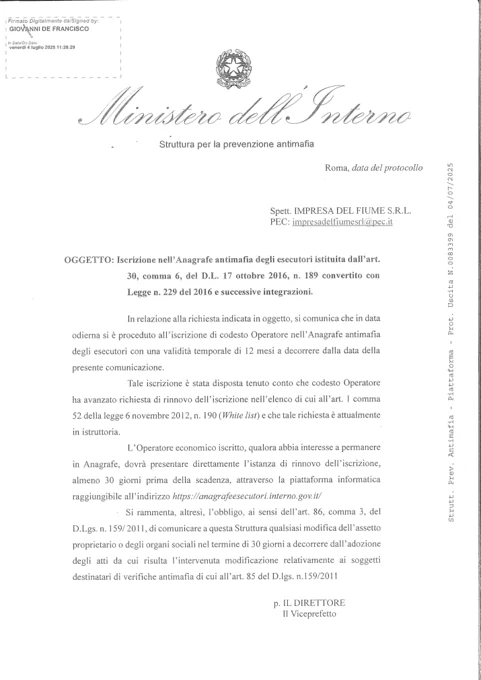 Anagrafe antimafia sisma