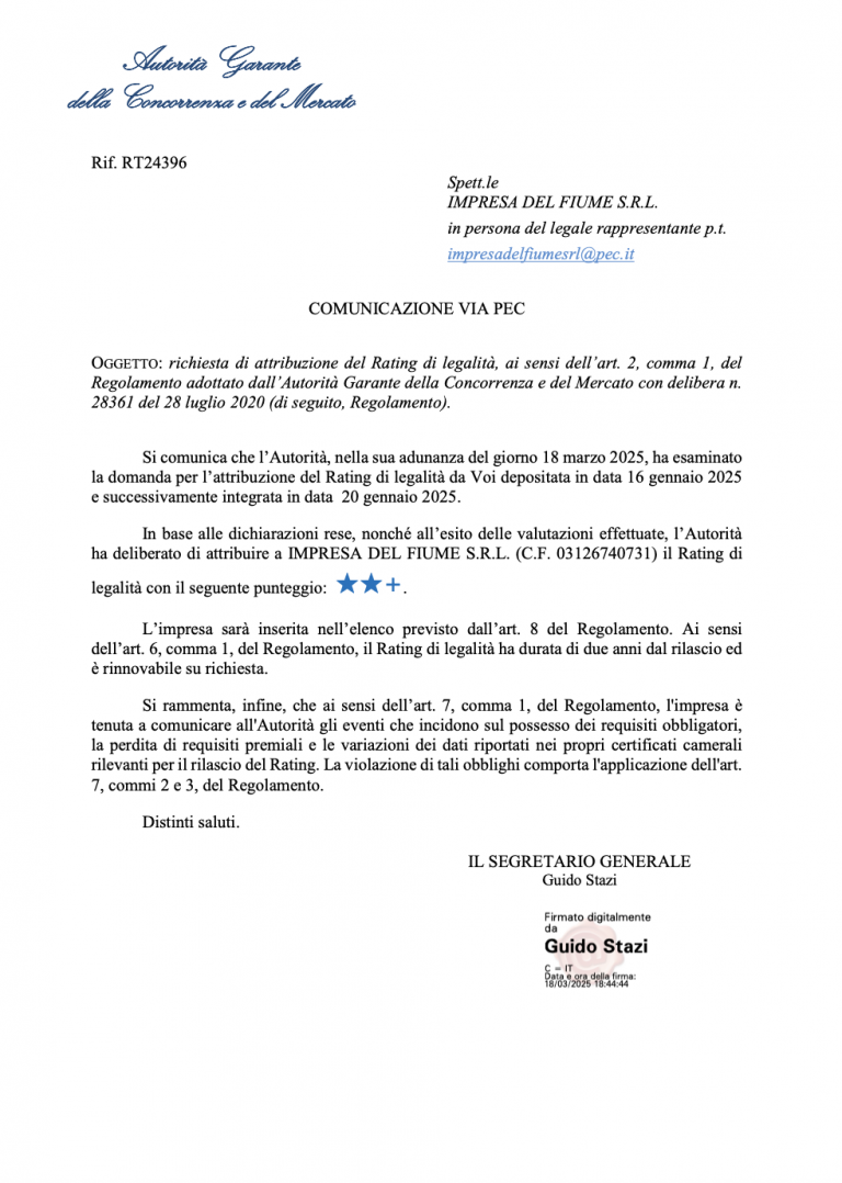 Anteprima Rating di legalità